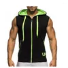 Herrhoodies som säljer casual sportdesign Cardigan hooded hoodie kontrast zip-up ärmlös väst för män