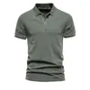 Polos pour hommes Polos d'été Coton Couleur unie Décontracté Manches courtes Turndown Streetwear Pour hommes