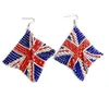 Dangle Lustre Personnalité Métal Sequin Drapeau Boucles D'oreilles Pour Les Femmes Feuille D'aluminium Doré Retiform Mixte Boucle D'oreille Jour De L'Indépendance Jewe