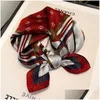 Scarves 53X53Cm Women Small Silk Scarf Square Print Wrap Foard Femme Handkerchief Bandana Neck Hair Skinny Tie Shawls Drop Delivery Fa Dhqug