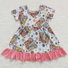 Wholesale Baby Girl Back To School Summer Floral Kids Pencil Dress Children Toddler Infant Knee Length Short Sleeves Clothing