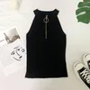 Women's Tanks Y2k Crop Top Woman Urban Knitted Black White Camisole Clothes For Girl Female Sleeveless Zipper Camis Clothing Cottagecore