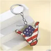 Key Rings Wood Independent Day American Flag Butterfly Eagle Pendant Car Keychain Hanging Ornament Bag Drop Delivery Jewelry