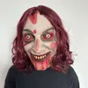 Cadılar Bayramı Korku Kadın Lateks Kırmızı Göz Headgear Haunted House Party Party Bloody Head Props Zorlu Korku Korkunç Hayalet Maske