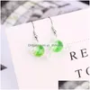 Charm Fashion Summer Sweet Fruit Milk Te Drink Bottle Pendant Earrings Glass Stberry Lemon Cup Candy Women SMYCKE Drop Deliver Dh6MJ