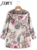 Vrouwen Jassen 2023 Nieuwe Vrouwen Winter Warme Bloemen Capuchon Bloemenprint Hoody Vintage Oversized Jassen Winter Gewatteerde Jas Vrouwen Parka L230724