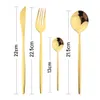 24/16st Gold Tabelleriset Set rostfritt stål Flatvaruvarvattsked Knivgaffel Middagsbidrag Set Western Kitchen Silverware L230704