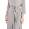 Damen-Nachtwäsche-Stil, Nachthemd, Pyjama, Damen-Sexy-Bademantel, graue Robe