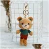 Sleutelhangers Lanyards Kawaii pluche teddybeer Sleutelhanger Schattige liefdespop Tas Hangers Speelgoed Zachte katoenen sleutelhanger Meisjes en kinderen Gift Drop Delive