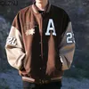 Giacche da uomo Vintage Varsity Bomber da baseball Uomo Lettera Ricamo Marrone Hip Hop Harajuku College Cappotti Unisex Y2k Streetwear