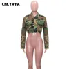 Women's Jackets CM.YAYA Streetwear Women Camouflage Long Sleeve Mini Trench Ins Fashion Autumn Winter Jackets L230724