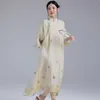 Abiti casual Stile cinese Migliorato Hanfu Farfalla Stampata Abito da ballo per donna Colletto alla coreana retrò Due strati Elegante Midi sciolto