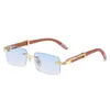 Lunettes de soleil lunettes de soleil sans cadre tendance hommes mode cadre carré bois printemps jambes unisexe marée Anti-lumière bleue plat