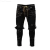 Jeans da uomo 2021 Gothic Long Men Casual Slim Fit Strappato Skinny Distressed Holes Denim Pantaloni Distrutti Streetwear L230724