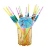 240x5mm Handikraft Dricker Straw Kid Birthday Party Wedding Fluorescence Paraply Decor Straws Bar engångsdryck Verktyg Easy Carry Eco-Friendly JY24