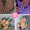 Valse Nagels 24 stks Douyin Druk Op FullCover Marmeren Luipaard Charmant Y2k Herbruikbare Lijm Lange Franse Gyaru Voor Manicure