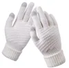 modèles d'explosion Gants d'écran tactile chauds antidérapants d'hiver Femmes Hommes Chaud laine artificielle Stretch Tricot Mitaines 2pcs une paire