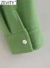 Damenjacken Zevity Frauen Mode Feste Grüne Farbe Weiche Freizeithemd Mantel Weibliche Doppeltaschen Patch Outwear Knöpfe Jacke Tops CT498 L230724