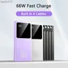 Power Bank 30000mAh For iPhone 14 Xiaomi Powerbank Pover Bank with Cable Charger 2 USB Ports External Battery Poverbank Portable L230619