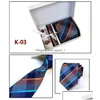 Conjunto de gravata de pescoço para festa de casamento xadrez masculina gravata tamanho extra longo 146 cm x 8 cm gravata azul marinho paisley seda jacquard tecido tecido drop delivery Dhnfy