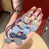 Hair Accessories 5pcs Korean Ears Rope Plaid Polka Dots Bow Elastic Ring For Kids Headwear Headdress Girls