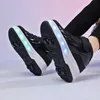 Pattini a rotelle in linea Piccole 4 ruote Scarpe da skate a rotelle Adulti Bambini Bambini Scarpe sportive scorrevoli LED light Blink Deformation Parkour Runaway Sneakers HKD230720