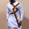 Survêtements pour hommes en Dashiki africain imprimé blanc ethnique costume 2 pièces traditionnel fête de mariage tenue de vêtements pour hommes