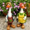 Décorations De Jardin Couple Statue De Canard Ornements De Jardin En Résine Dessin Animé Art Animal Sculpture Paysage Extérieur Étang Cour Pelouse Décoration 230721