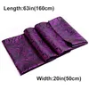 Scarves Winter Designer 160cm Long Men Purple Paisley Silk Scarf Male Brand Shawl Wrap Face Scarf Grade A Adult Barry.Wang 230721