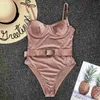 Delle donne 2023 Nuovo Sexy Velluto di Un Pezzo Bikini Nero Cintura Costume Da Bagno Delle Donne Solid Push Up Costumi Da Bagno Fa Costume Da Bagno Spiaggia Brasiliana H230515 H230524