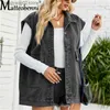 Women's Jackets 2022 Summer New Denim Waistcoat Sleeveless Women'S Vest Fashion Casual Long Jean Jacket Pocket Holes Loose Street Coat Gilet T230724