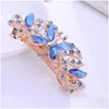 Pinces À Cheveux Barrettes Beauté Coréenne Femmes Mode Clip Creative Feuille Cristal Alliage Strass Épingle À Cheveux Bandeau Accessoires 9X3Cm Dr Dhwm6