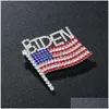Pins Brooches Fashion Crystal Handmade United States Flag Lapel Pins Unique Rhinestone Jewelry Gift Drop Delivery Dhfop