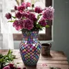 Vase Nordic Pure Handmade Color Mosaic Glass Vase Fashion Homeゲストレストランの装飾フラワーアレンジ