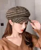 Ball Caps Fashion Winter Women's Thousand Birds Plaid Hat With Curly Hair Vintage Wig