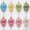 Foulards D'été Mince Papillon Écharpe Femmes Triangle Dentelle Gaze Poncho Châles Avec Glands Foulard Musulman Hijab Wraps Accessoires De Plage