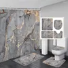 Duschvorhänge, schwarzes Marmor-Vorhang-Set, goldene Linien, abstraktes Strukturmuster, moderne Badezimmer-Dekoration, rutschfester Teppich, Badematten, Toilettenbezug