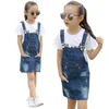 2-12Years Girls Sundress Bib Suspender Dresses Summer Straps Kids Pinafore Denim Overalls Casual Children Clothing Girl Clothes