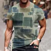 Männer T Shirts Männliche T-Shirts 2023 Casual Einfache Geometrische Druck Camiseta Farbe Block Kurzarm Tops Camisetas De Hombre