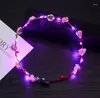 Party Decoration 200pcs Led Flower Wreath Headband Crown Festival Floral Garland For Park Wedding Headdress Glow Hair Band Decor SN129