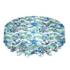 Table Cloth Ocean Starfish Anchor Marine Life Round Tablecloth Waterproof Cover For Wedding Party Decoration Dining