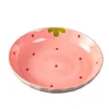 Plates High Beauty Ceramic Dish Ins Wind Household Powder Cute Disc Deep Plate Breakfast Bowl Wave Dot Strawberry