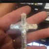 Handgjorda långa korshängen halsband 925 Sterling Silver 5A Zircon CZ Party Wedding Cross Pendant For Women Men Hiphop Jewelry302a