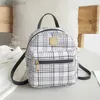 School Bags Fashion Plaid Mini Backpack Women's Schoolbag 2021 Female Rucksacks Small Book Bag Classic Back Shoulder Mochila Zipper PU Solid Style Z230802