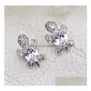 Stud Cute Design White Gold Plated Colorf Gemstone Earring Copper Turtle Animal Earrings For Women Gift 16 Colors Drop Delivery Jewelr Dhd0X