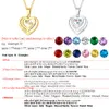 Pendant Necklaces with Birthstone carved laminated heart shaped pendant personalized jewelry for mom and grandma 230724