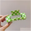 Hair Clips Barrettes Large Shark Rectangar Claw For Women No-Slip Grip Lattice Design Jaw Clamp Aesthetics Plaid Checker Claws Drop Delive