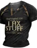 Men's T Shirts Henley Shirt Tee Graphic Letter Clothing 3D Prints Casual Short Sleeve Patchwork Button-Down I Fix Stuff And Know Things