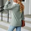 Kvinnors blusar 2023 Autumn Fashion Women Casual V Neck Long Sleeve T Shirt Solid Blus Loose Tunic Fall Basic Tops Chiffon Office