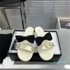 2023-Pearl Flip-flops Vrouwen 2023 Fashion Slippers Nieuwe Bow Flat Metal met Fairy Holiday Flip-flops